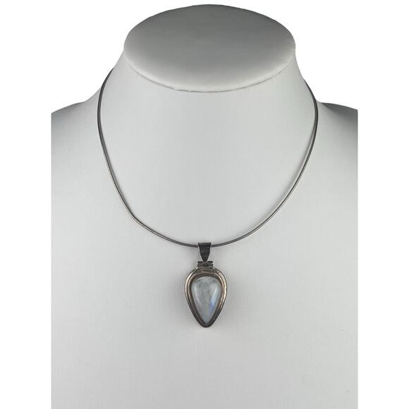 White Quartz Pendant Sterling Silver Necklace Snake Chain 16" - Picture 1 of 11